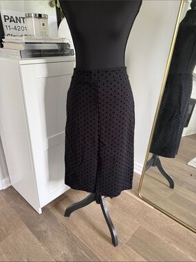 Ann Taylor Black Polka Dot Midi Skirt